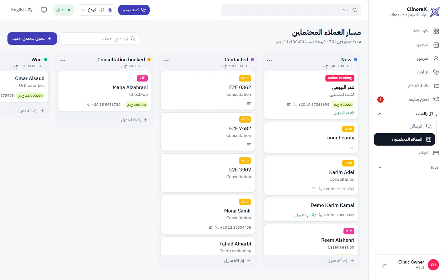 لوحة العملاء المحتملين
